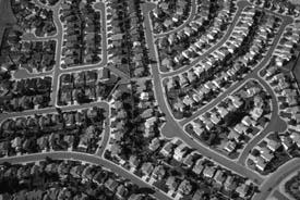 Suburban sprawl, like this scene near Denver, is one of the ailments of growth that  New Urbanism strives to alleviate.