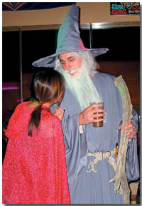 Gandalf uses his wizardry and magical stick to enchant the Devil.
