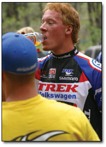 Trek Team rider Paul  Smith, of Durango, rehydrates after the day's competition.