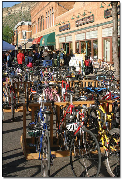 Bike racks were crammed full Wednesday morning along Main Ave.