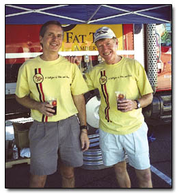 Ron Duvall and Bill O'Dowd of New Belgium enjoy some of their brew.