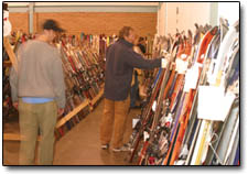 Aisles of used skis and snowboards were continually picked through as the early morning deals slowly dwindled.