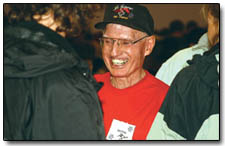 Don Fritch, a 40-year veteran of the Hesperus Ski Patrol, greets attendees as he collects the 50-cent entrace fee.