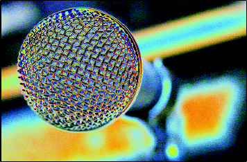 Hot mic: A KDUR microphone as seen in a different light.