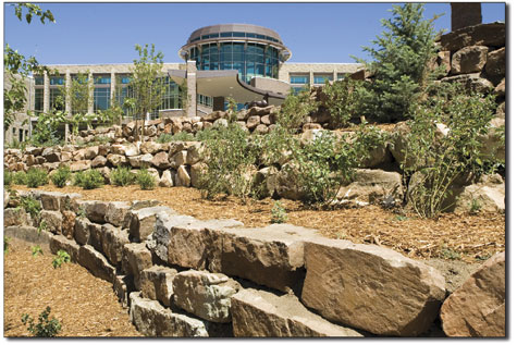 A healing garden graces the entrance of the new Mercy Regional
Medical Center.