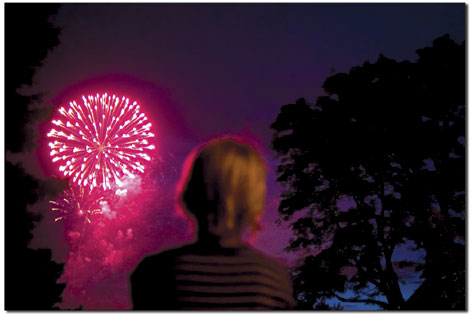 Isaac Ducker, 7, watches the fireworks display from downtown
Durango.
