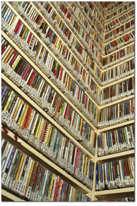 At KDUR, a ladder is needed to gain access to the enourmous
music library.