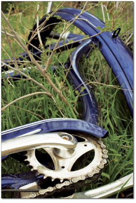After a joy ride, the bike was discarded in a ditch, where it
was found by kind Durangoans who took it in until it was returned
to its proper owner.