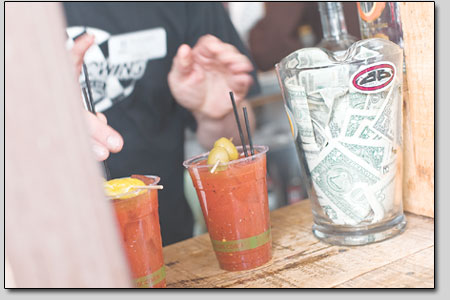 A few of the finest bloodies in the area get the finishing
touches next to a pitcher of tips.