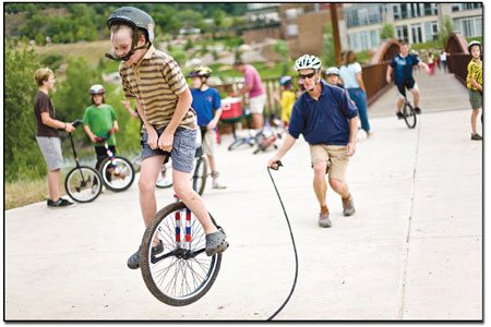 Josh Davoust, 11, almost loses his helmet while jumping
rope.