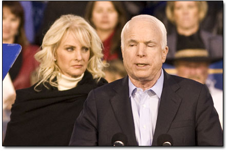 Cindy McCain, a.k.a. The Money, appears to cast a disgusted look
as John The Maverick does the same.