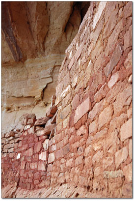 Ancestral Puebloans built this barrier directly into the cliff
walls.