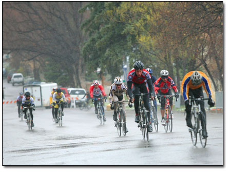 The Morehart Neighborhood Criterium kicked off under snowy,
rainy and sketchy conditions on Saturday.