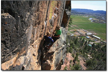 Megan Kimmel and Alex Spencer at a midway belay station on the
Watch Crystal.