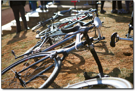 Bikes rest up before the race.