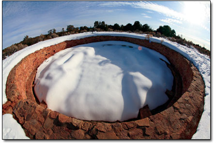 The Great Kiva, the one of the largest known kivas in the
region, is located near the Lowry Pueblo ruins.