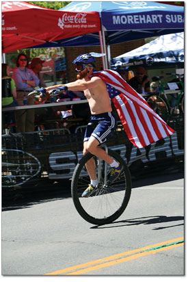 Super hero gone south? Or maybe just your average
unicyclist.