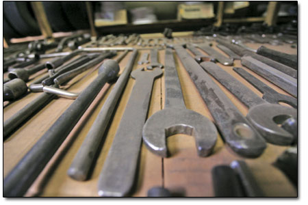 A museum-like display of original tools.